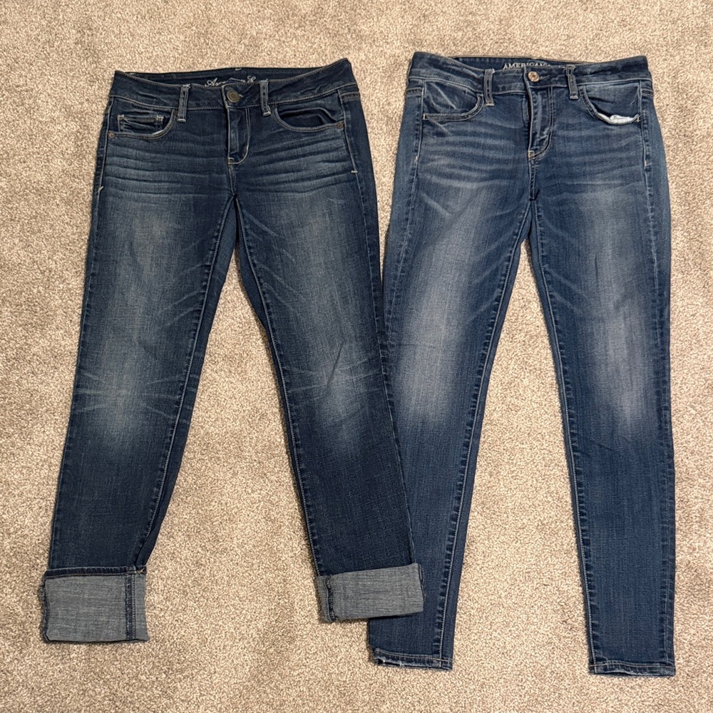 American Eagle Outfitters Women's Skinny Jeans - Two Dark Blue Washes